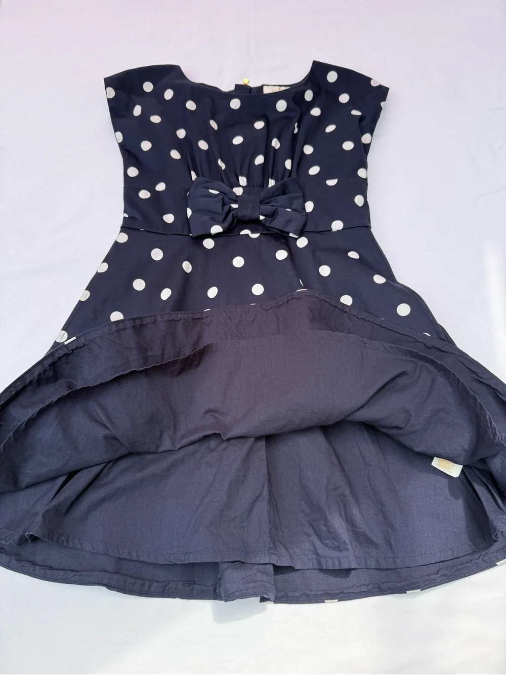 kate spade Navy and White Polka Dot Bow-Applique Dress